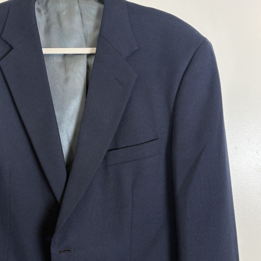 Stafford Blazer Sport Jacket Coat Mens 42L Blue Navy Wool Gold Buttons - Picture 9 of 16